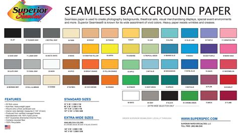 Seamless Paper Color Chart