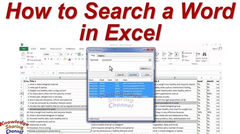 search for word in excel column