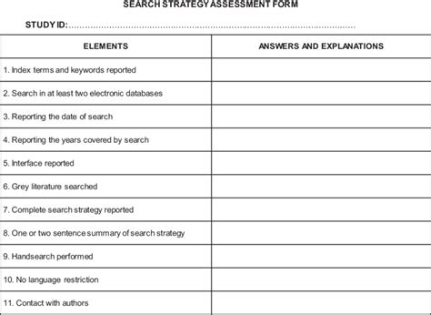 search strategy documentation template