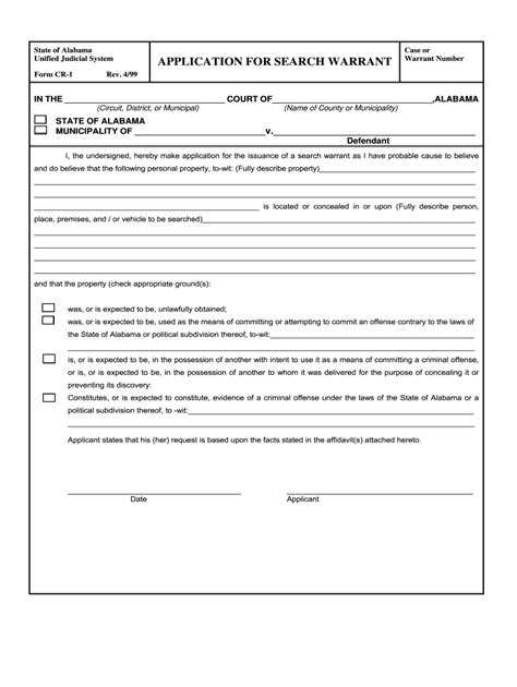 Search Warrant Application Template