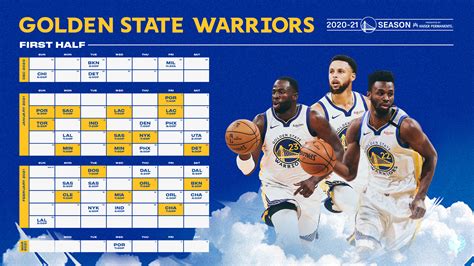 NBA Golden State Warriors 202021 season firsthalf schedule