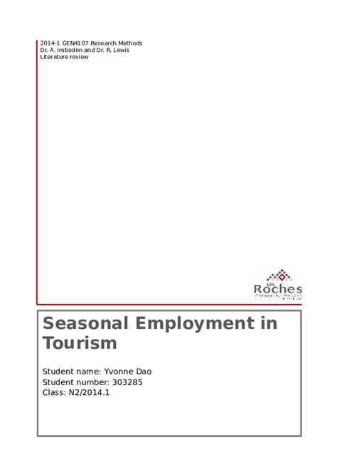 seasonal jobs in tourism