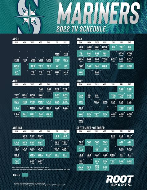 seattle mariners home game schedule 2022
