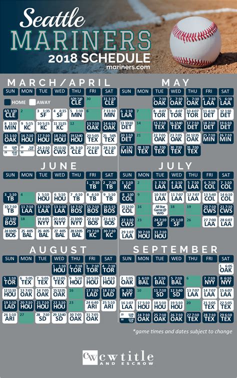 seattle mariners schedule 2018