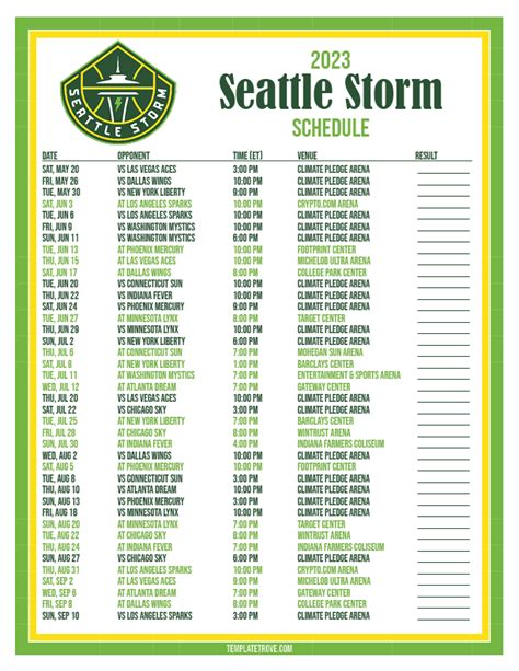 seattle storm game schedule