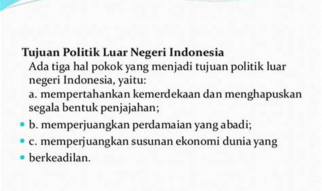 sebutkan contoh politik luar negeri indonesia