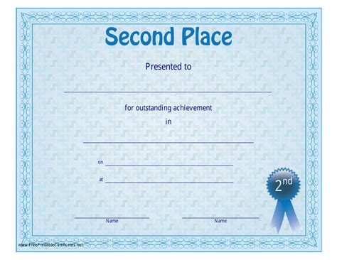 Second Prize Certificate Template Download Printable PDF Templateroller