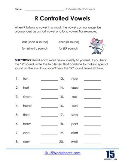 Second Grade Assessment Printable Worksheet About R Controll R