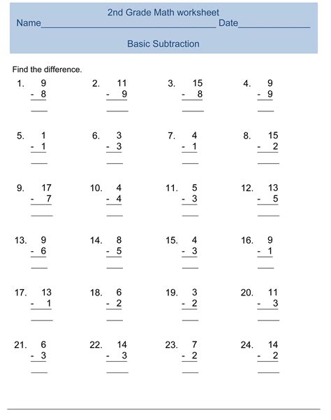 Second Grade Math Practice Worksheet Free