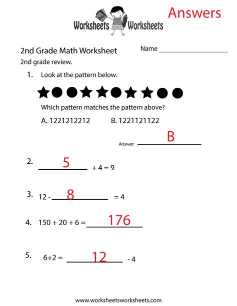 Second Grade Math Worksheets With Answer Key