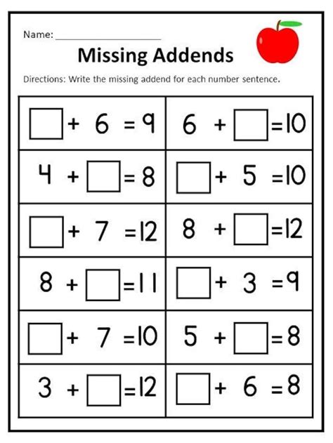 Second Grade Missing Number Box Problems Printable