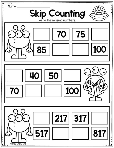 Second Grade Skip Counting Math Worksheets