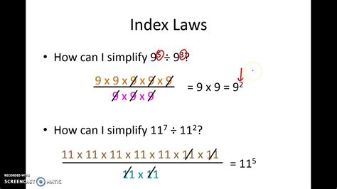 Second Index Law Examples