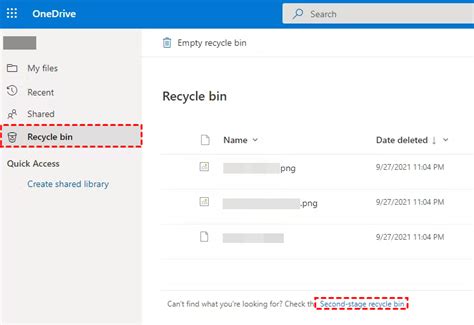 Second Recycle Bin Onedrive
