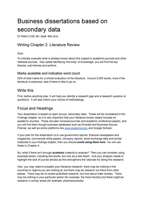 secondary data analysis dissertation example
