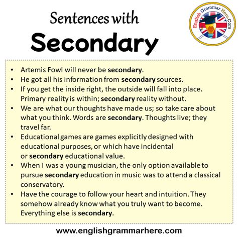 Secondary Examples In Sentence