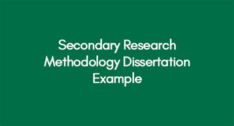 secondary research dissertation example