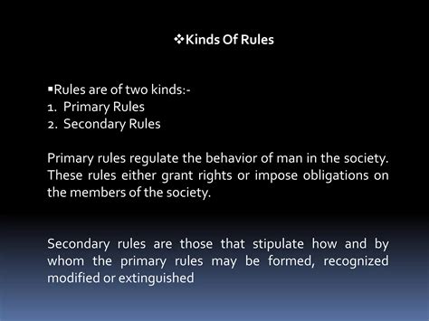 Secondary Rules Examples