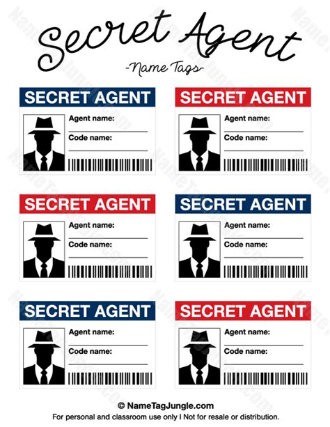 Secret Agent, Spy, Detective, CIA Printable ID Card Party Favor Badge