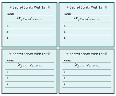 Secret Santa Template Secret Santa Questions, Wish List & SignUp