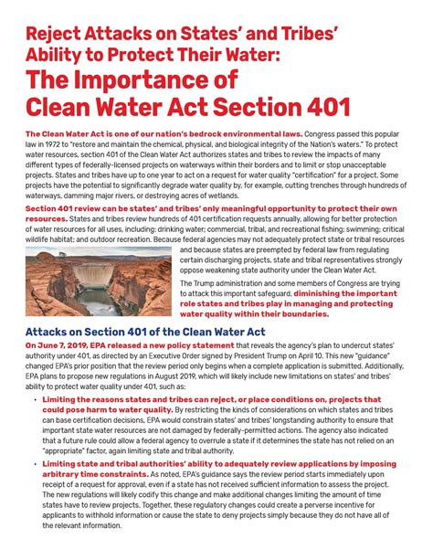 section 401 clean water act summary