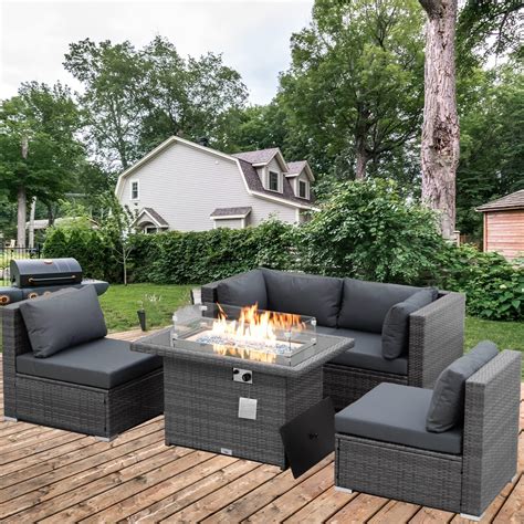 Sectional Patio Set With Fire Table