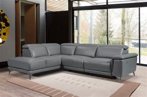 Sectional Sofa Gray Leather