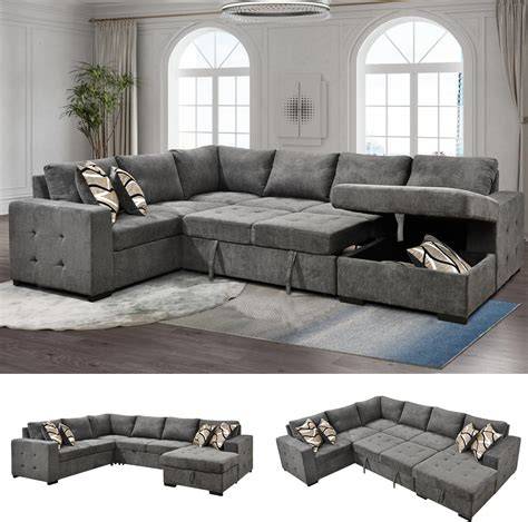 PonLiving Furniture_L Shape Sectional Sofa Set with Storage Ottoman