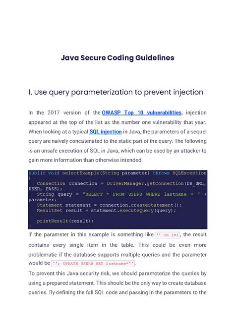 secure coding guidelines for java