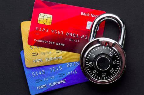 A hand holding a secured credit card