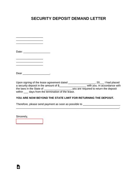 Free Indiana Security Deposit Demand Letter PDF Word eForms