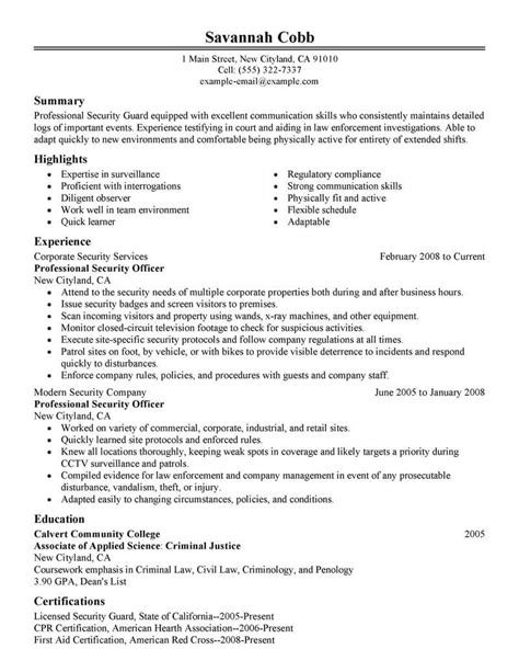Security Officer Resume & Writing Guide +12 Resume