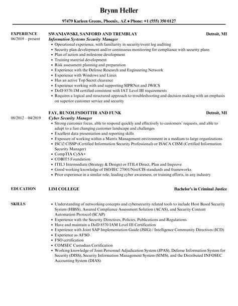 security agent cv examples