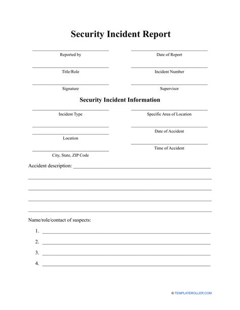 security guard incident report example pdf