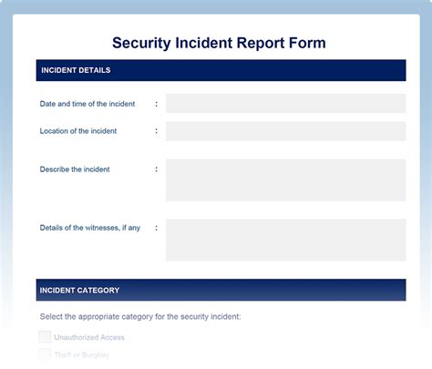 security occurrence report example pdf