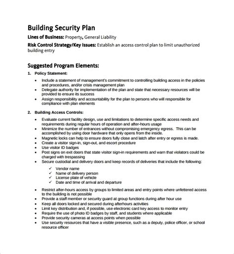 security plan for business premises