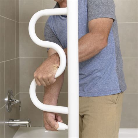 security pole and curve grab bar