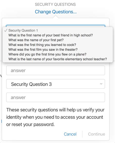 security question and answer examples