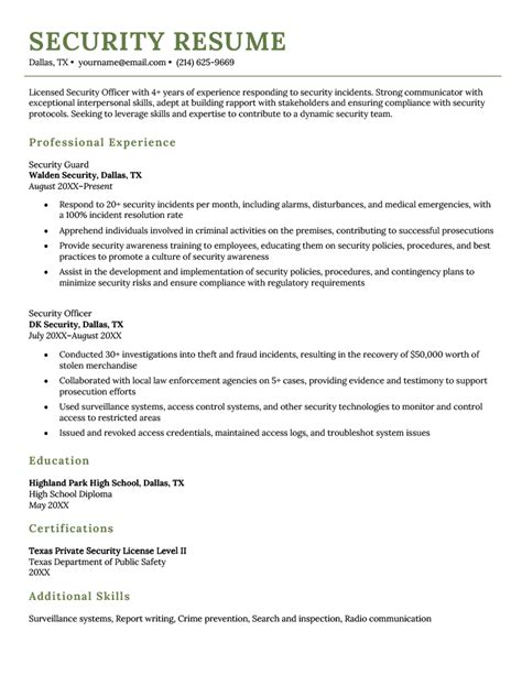 Best Security Officers Resume Example From Professional Resume Writing