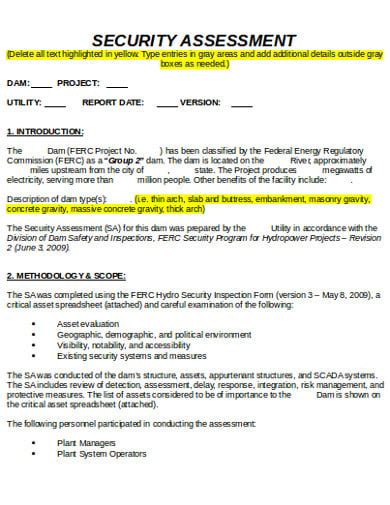 security survey report format example