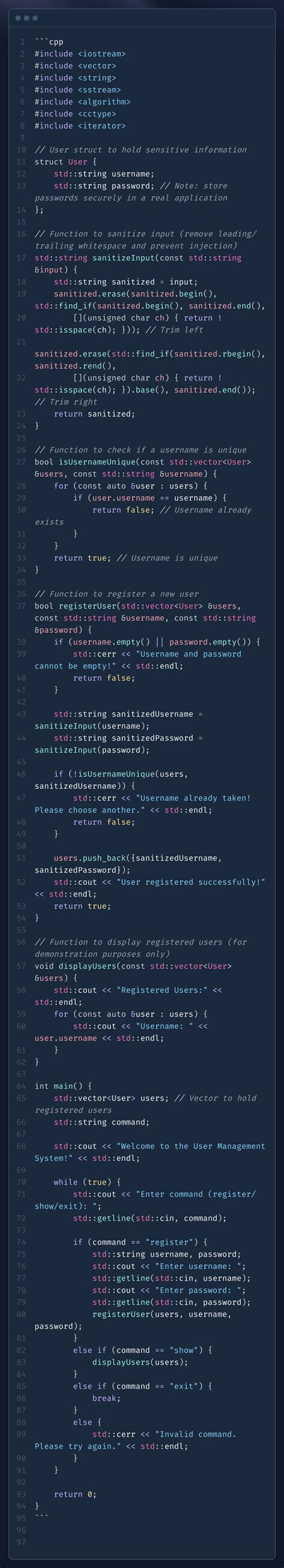 Security System Code In C++