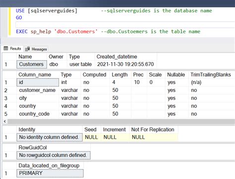 See Table Definition In Sql Server