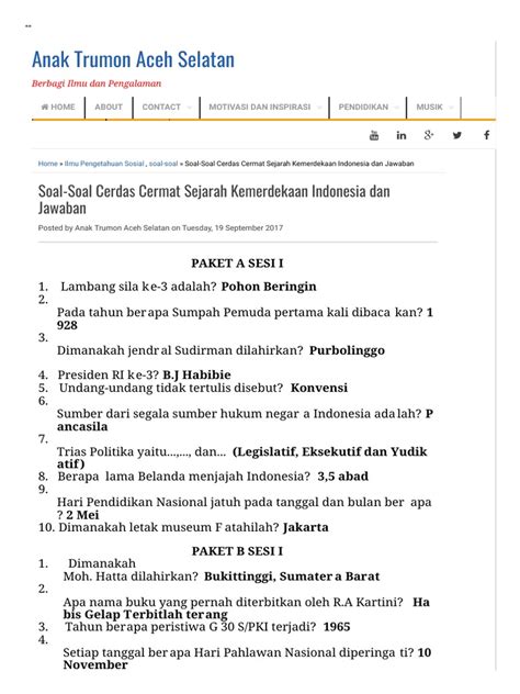 Sejarah Indonesia Cerdas Cermat