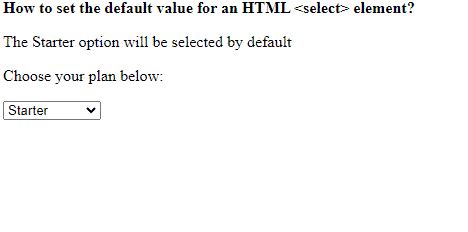 Select Box Html Default Value