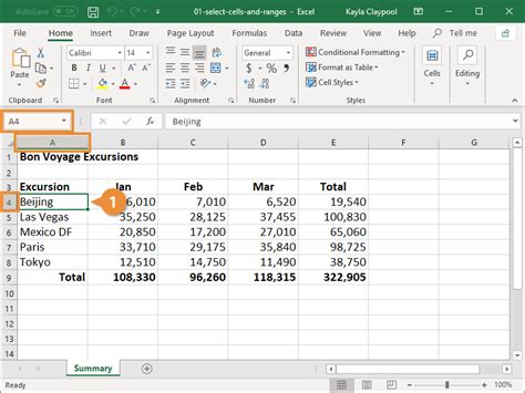 Selecting Cells in Excel