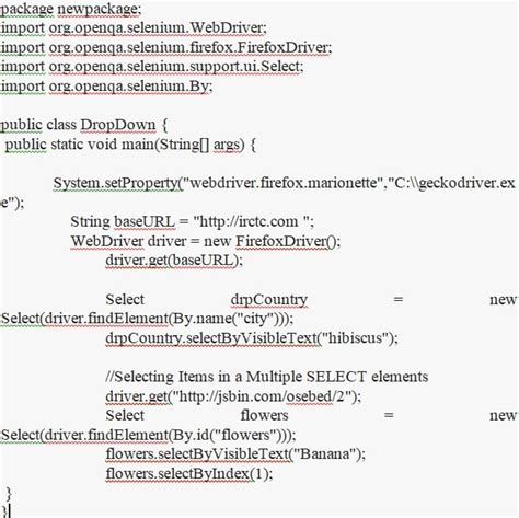 select class example in selenium