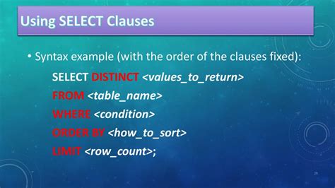 select distinct syntax error