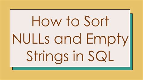 Select Empty Strings Sql