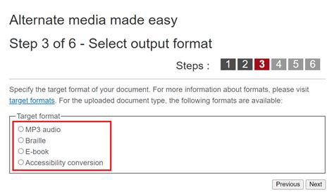 selecting output format image