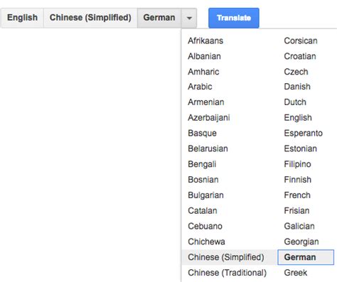 select the target language and format